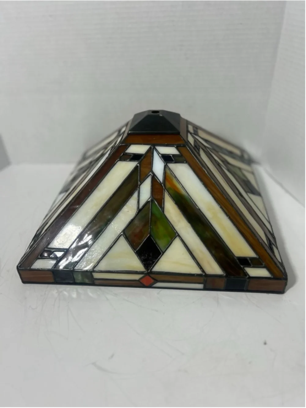 Vintage Slag Glass Mission Style Lamp Shade Stained Retro Square Farmhouse